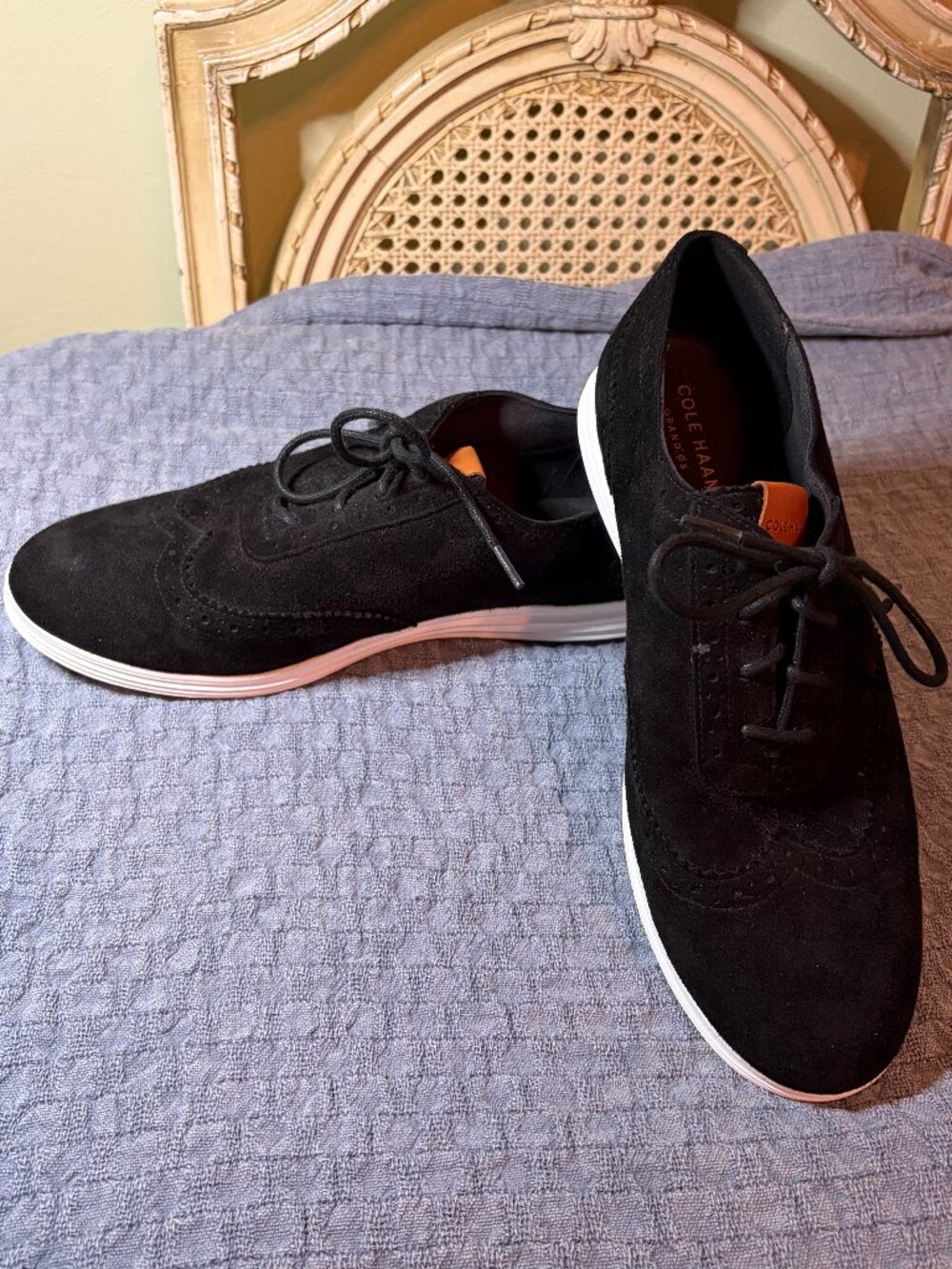 Cole Haan Misha Grand Black Suede Low Top Lace Up Oxford Loafers: 8.5